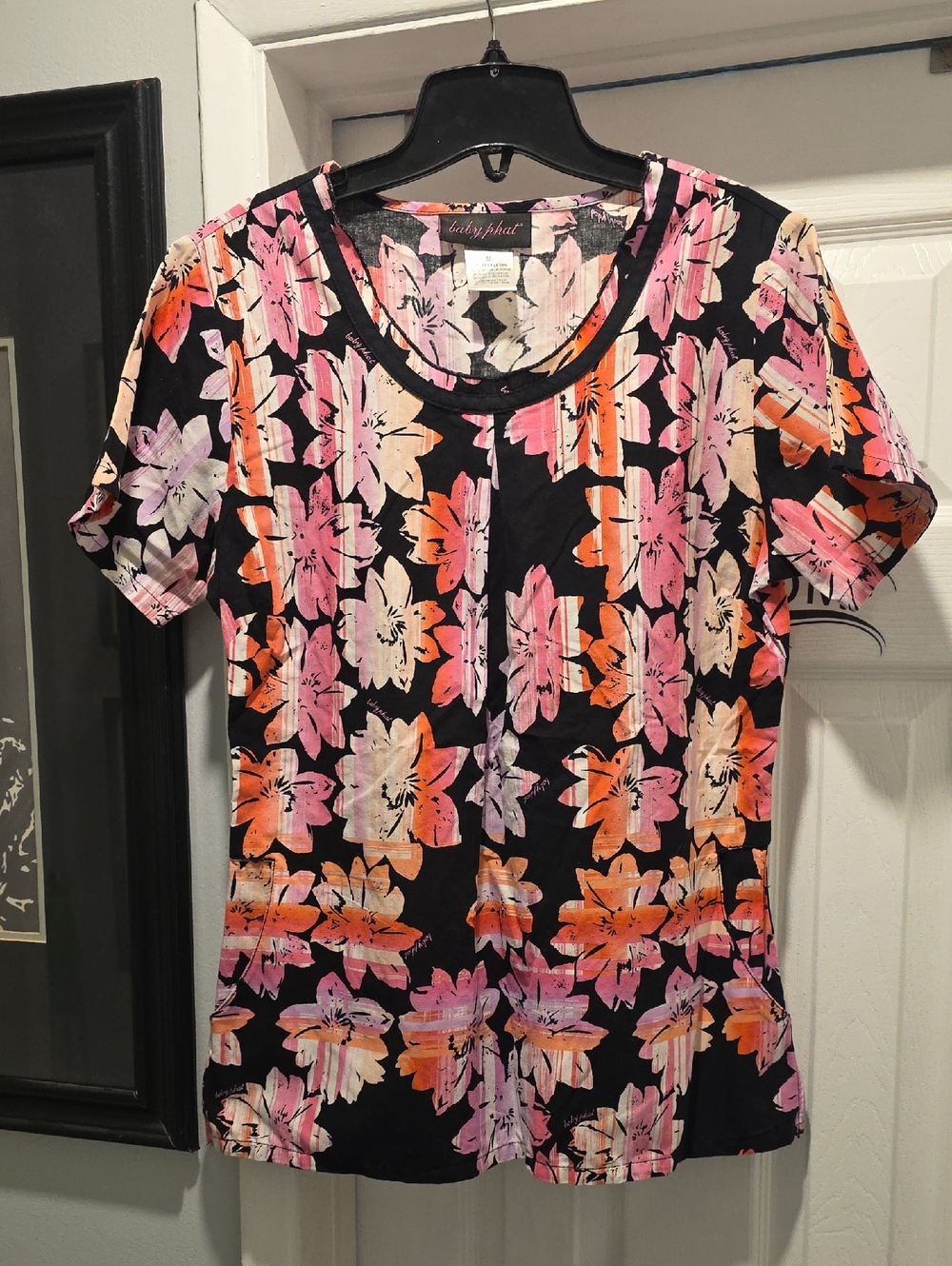Baby Phat Black Scrub with Pink and Orange Accent